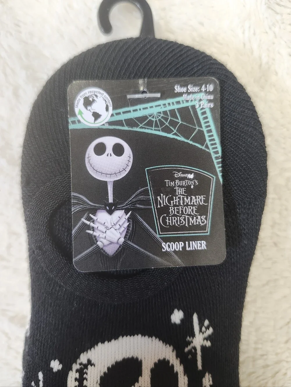 • New The Nightmare Before Christmas Scoop Liner Socks 3 Pair Shoe Size 4-10